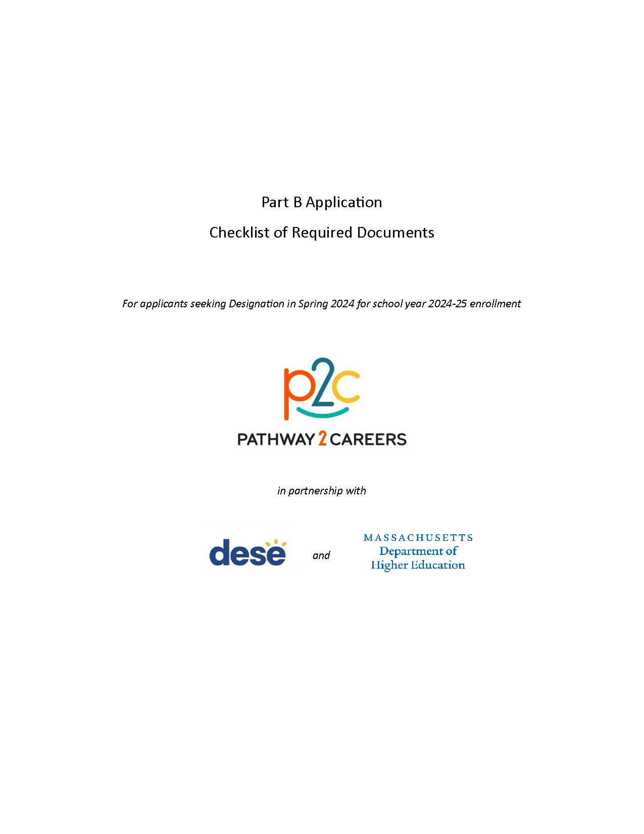 Cover for Part B Required documents